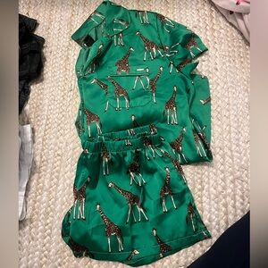 Green silk revolve pajamas